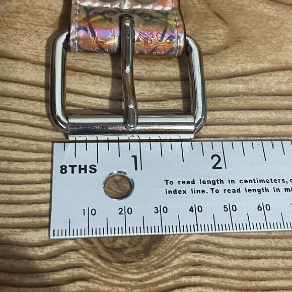 Holographic Belt Women Sz Large Peace Rock N Roll Eco Love Hippie Boho‎ Chic ‘76 - Picture 14 of 16
